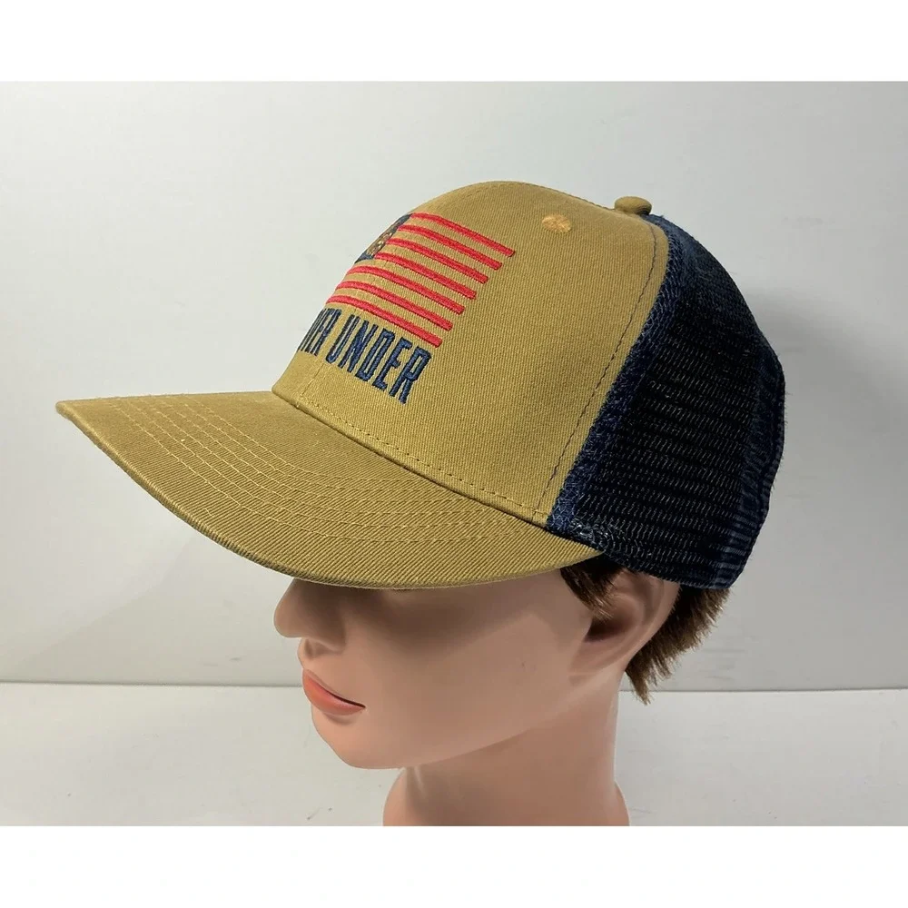 Over Under Mens Hat Khaki Tan Blue Mesh Back SnapBack Hunting Cap - Picture 4 of 7